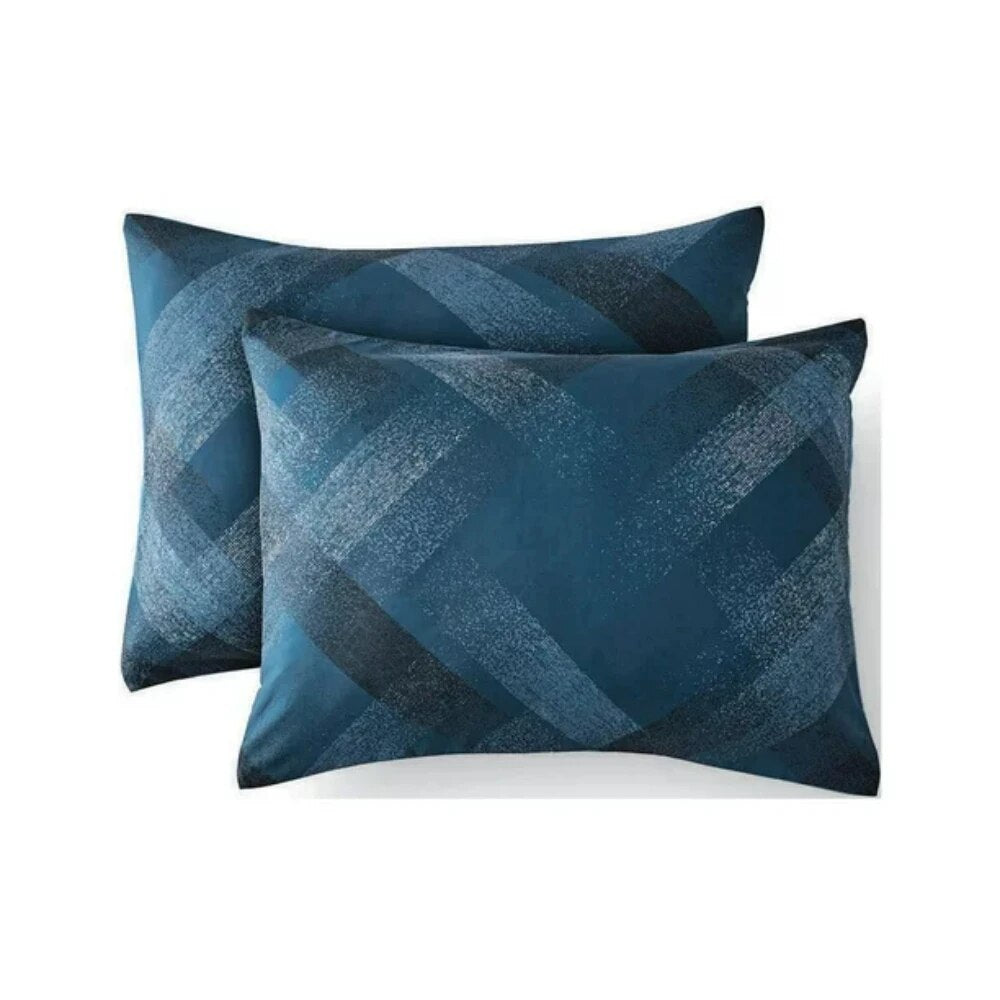 Navy Plaid 10 Piece Bed in a Bag Comforter Set With Sheets