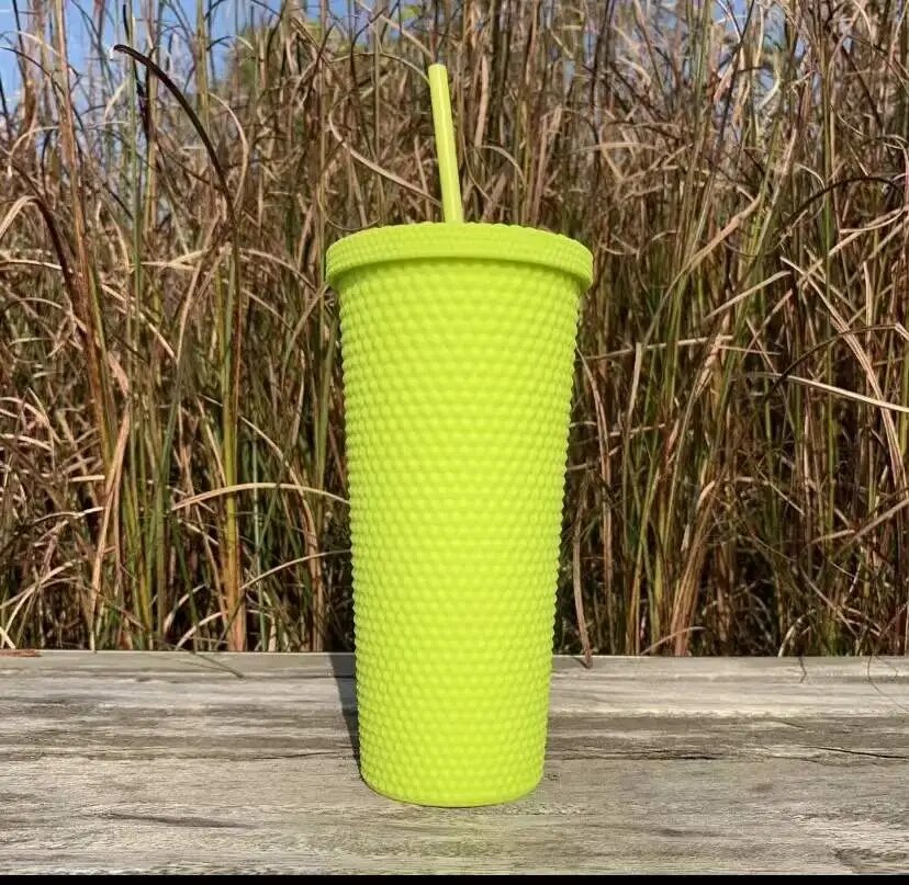 650ml Plastic Straws Cup Water Bottle Cups with Lids and Straws Large Drinking Diamond Studded Tumbler Summer Cold Bottle