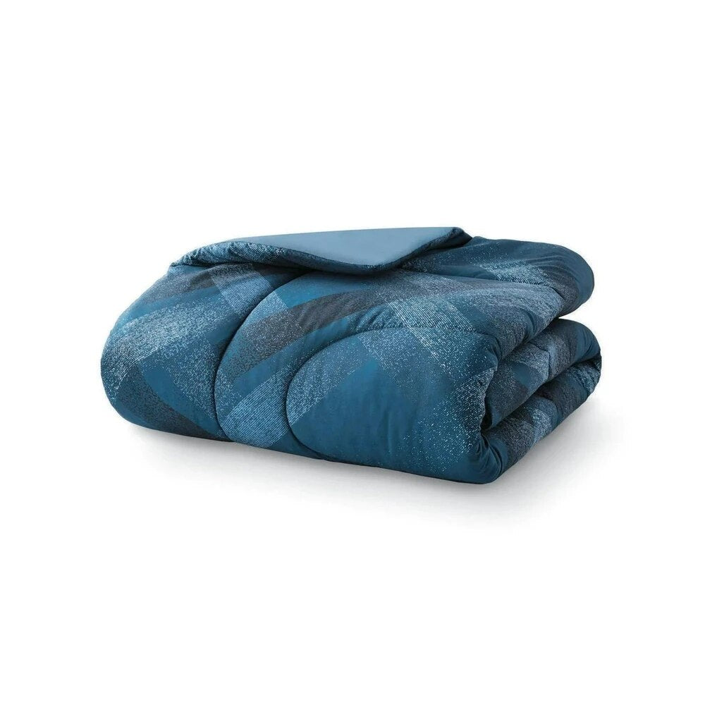 Navy Plaid 10 Piece Bed in a Bag Comforter Set With Sheets