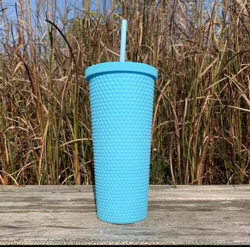 650ml Plastic Straws Cup Water Bottle Cups with Lids and Straws Large Drinking Diamond Studded Tumbler Summer Cold Bottle