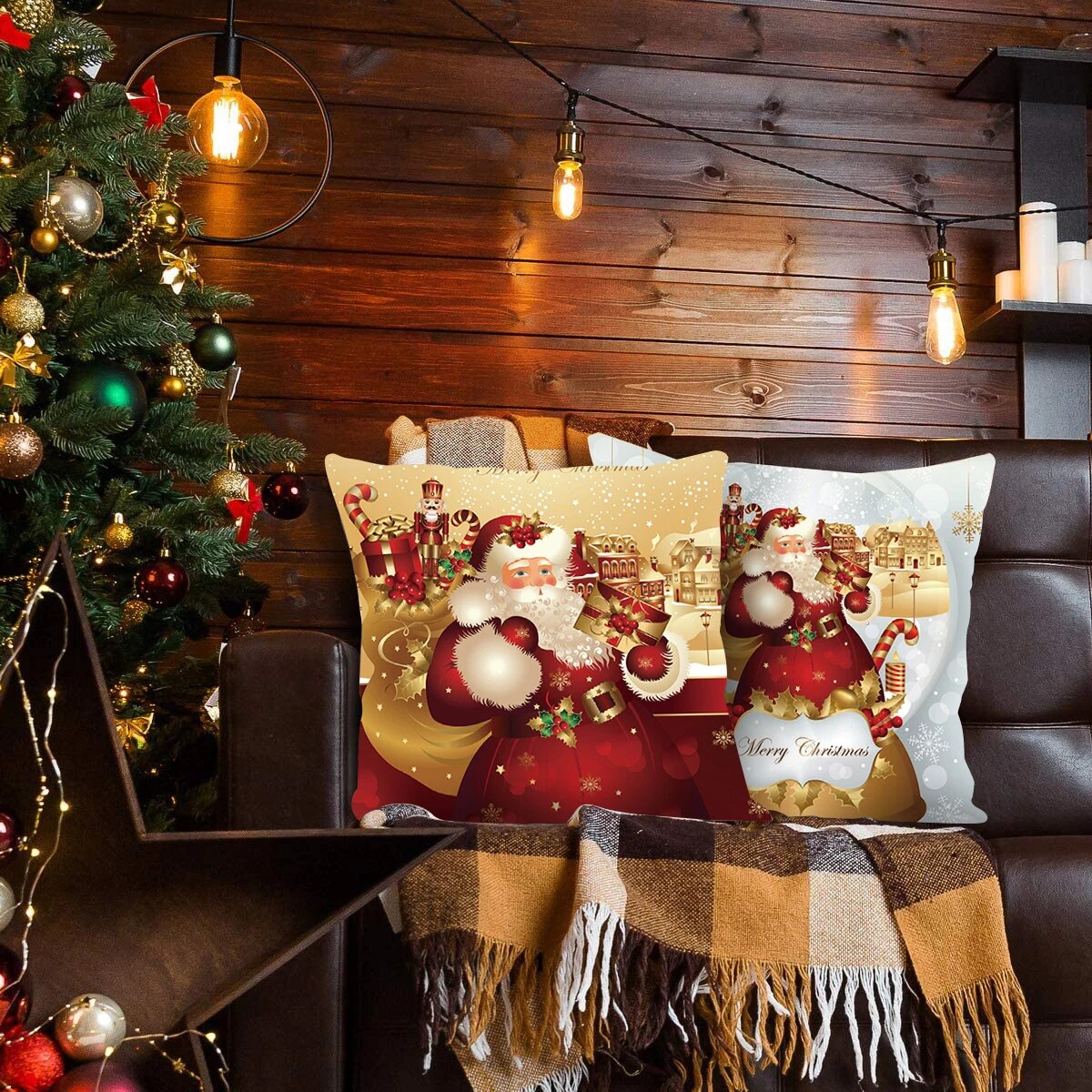 45cm Christmas Cushion Cover Merry Christmas Decor For Home 2023 Christmas Ornaments Navidad Noel Xmas Gifts Happy New Year 2024