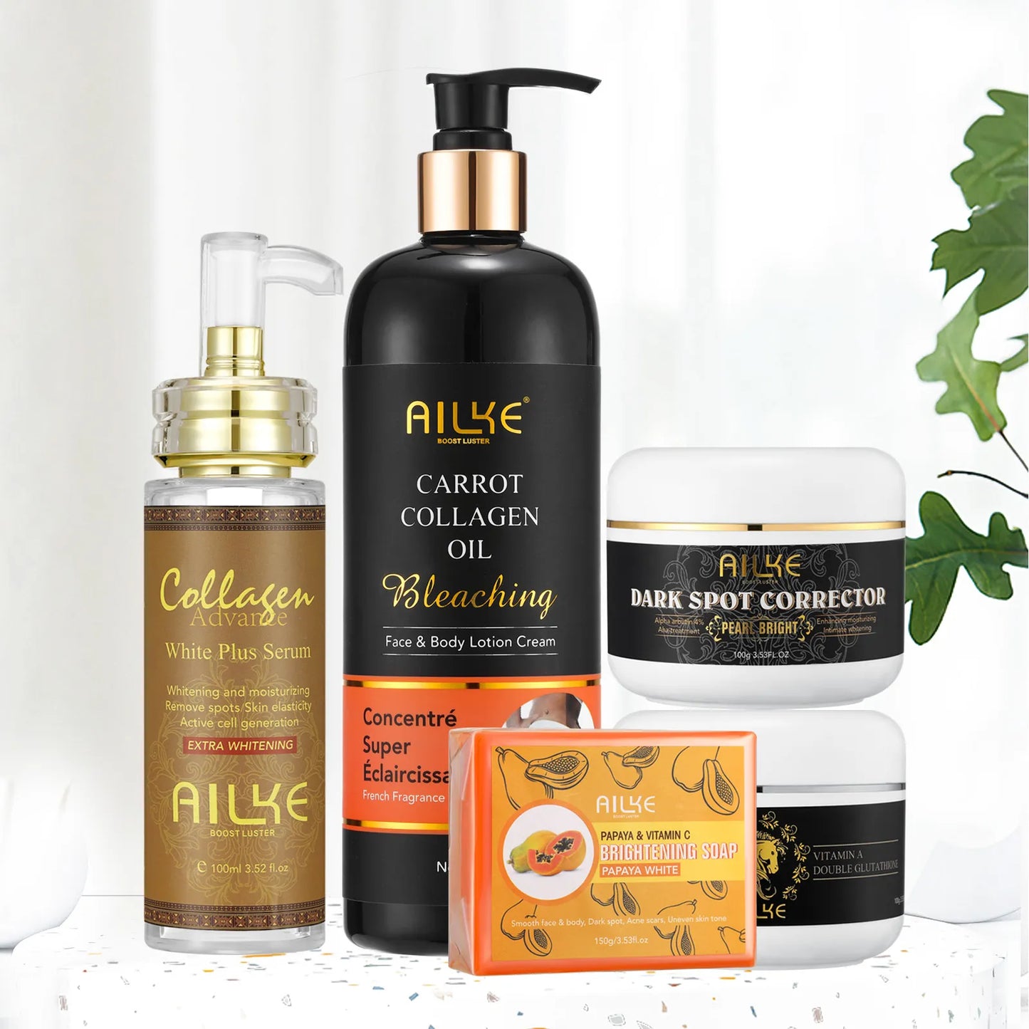 AILKE Collagen 5-in-1 Skin Care Kit,Restore Skin Elasticity,Smooth Skin,Brighten,Even Skin Tone,For Face And Body Use Set