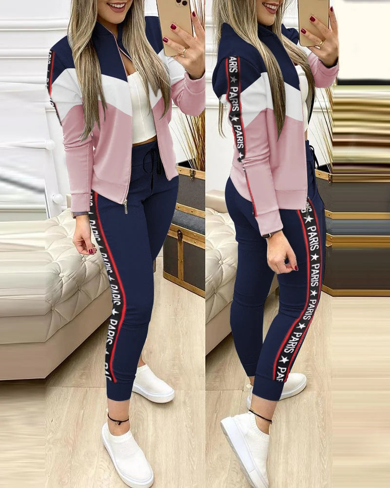 2023 Tracksuit suits 2 Piece Set Zipper Jacket+Long Pants Sports Suit Female Sweatshirt Sportswear Suit for Woman Clothing