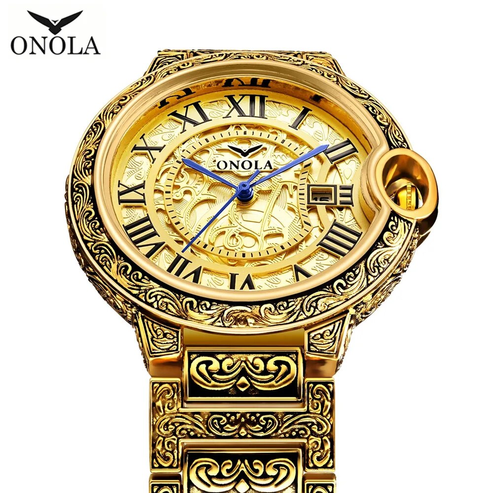 2020 Retro Golden Men Watch Top Brand Luxury Alloy Steel Business Quartz Wrist Watches Mens Clock Relogio Masculino