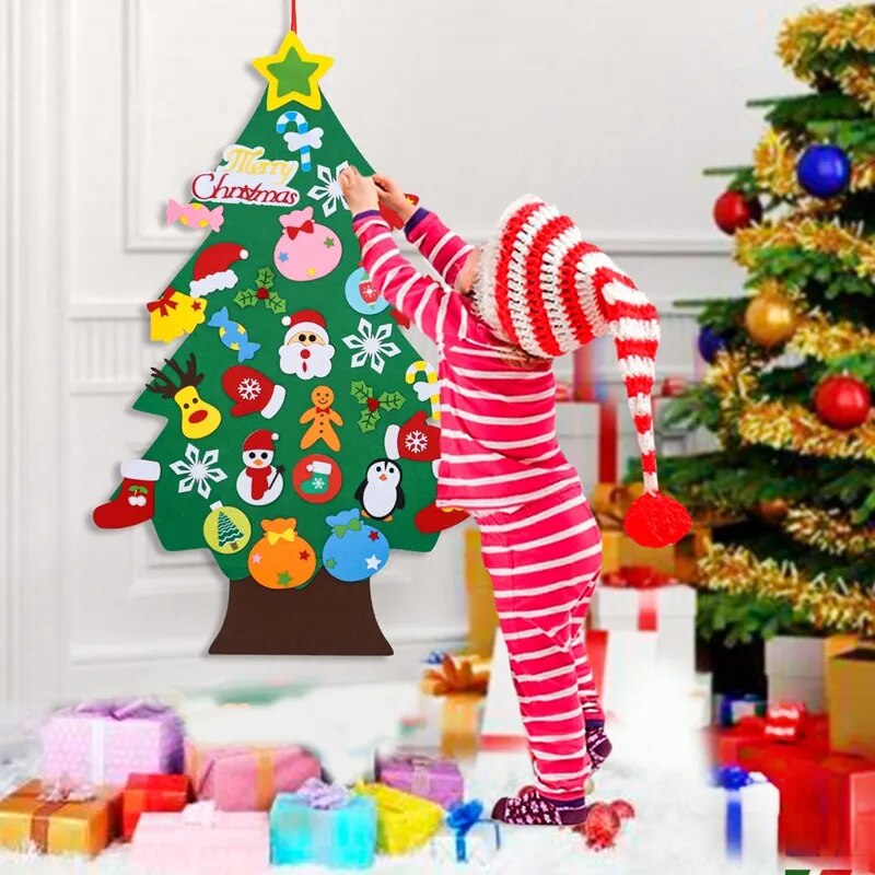 Kids DIY Felt Christmas Tree Merry Christmas Decorations For Home 2023 Christmas Ornaments Navidad 2024 New Year Gifts Xmas Tree