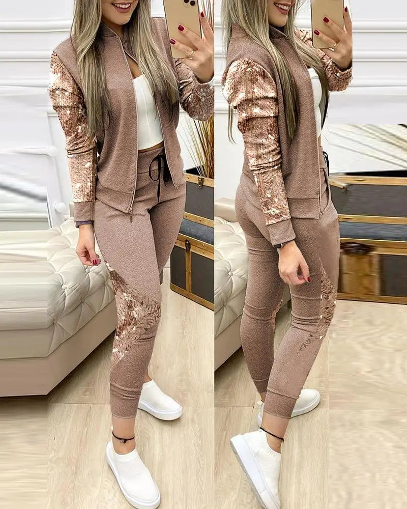 2023 Tracksuit suits 2 Piece Set Zipper Jacket+Long Pants Sports Suit Female Sweatshirt Sportswear Suit for Woman Clothing