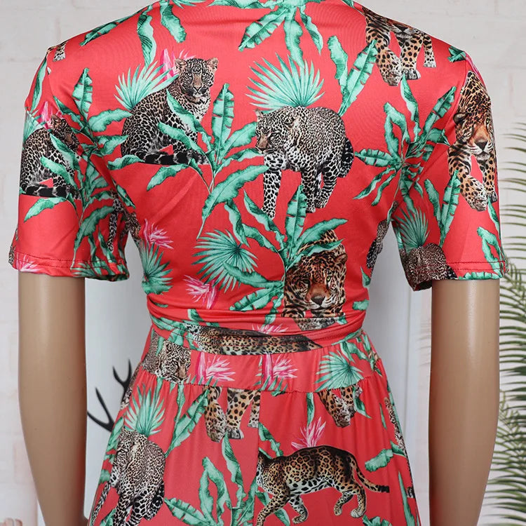 2020 High Quality New Design two pieces Jumpsuits Print Floral Leopard Thin Summer Casual Soft Bodycon Rompers