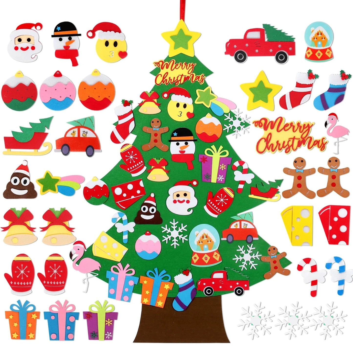 Kids DIY Felt Christmas Tree Merry Christmas Decorations For Home 2023 Christmas Ornaments Navidad 2024 New Year Gifts Xmas Tree