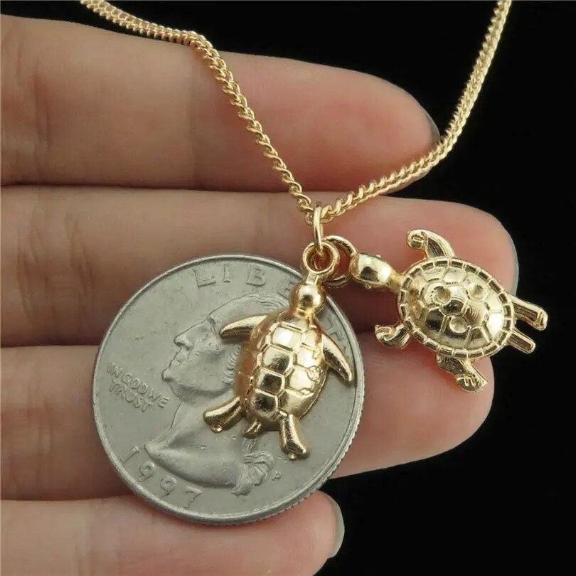 Cute Sea Animal Turtle Pendant Grunge Necklaces For Women Men Trendy Tortoise Female Collier Jewelry Wholesale Accessories Bulk