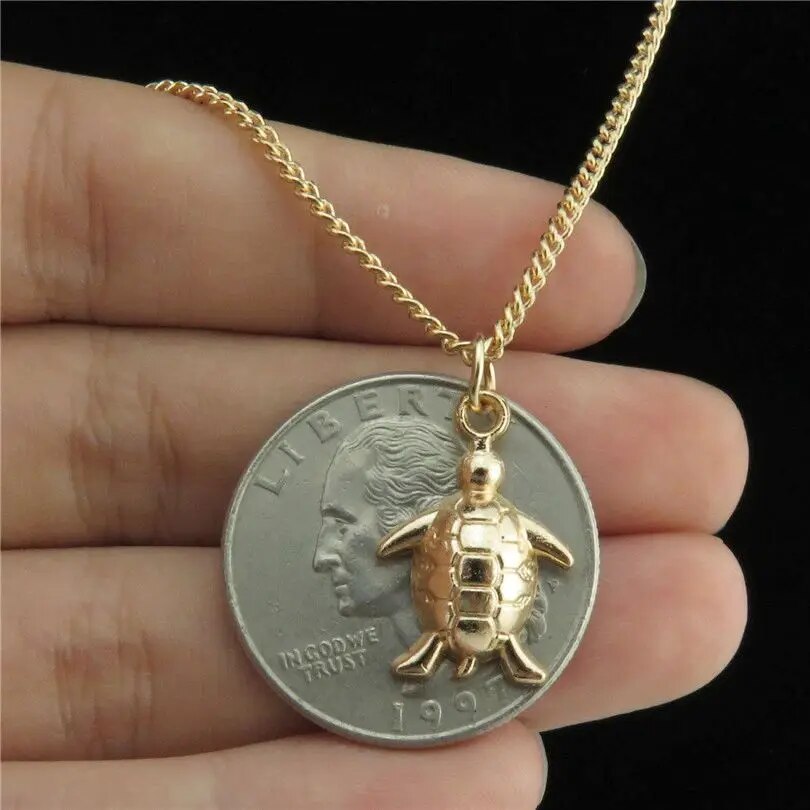 Cute Summer Sea Swimming Turtle Pendant Necklaces Trendy Animal Tortoise Chain Collares Hip Hop Party Gift Jewelry Making Bulk