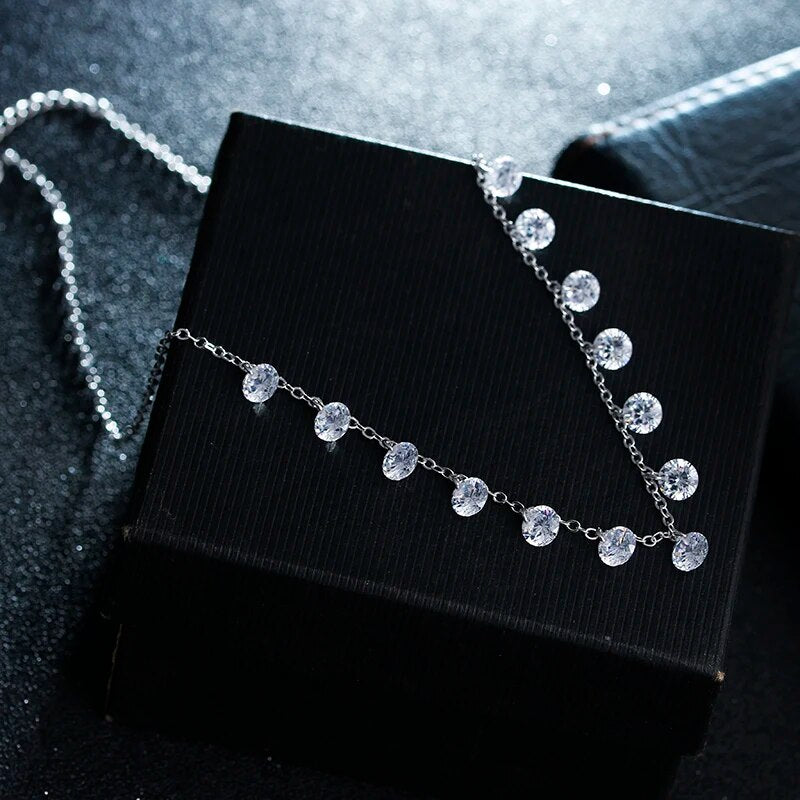 Fashion Shiny Zircon Star Women Platinum Plated Short Chain Ladies Necklace Jewelry Wedding Gift Promotion