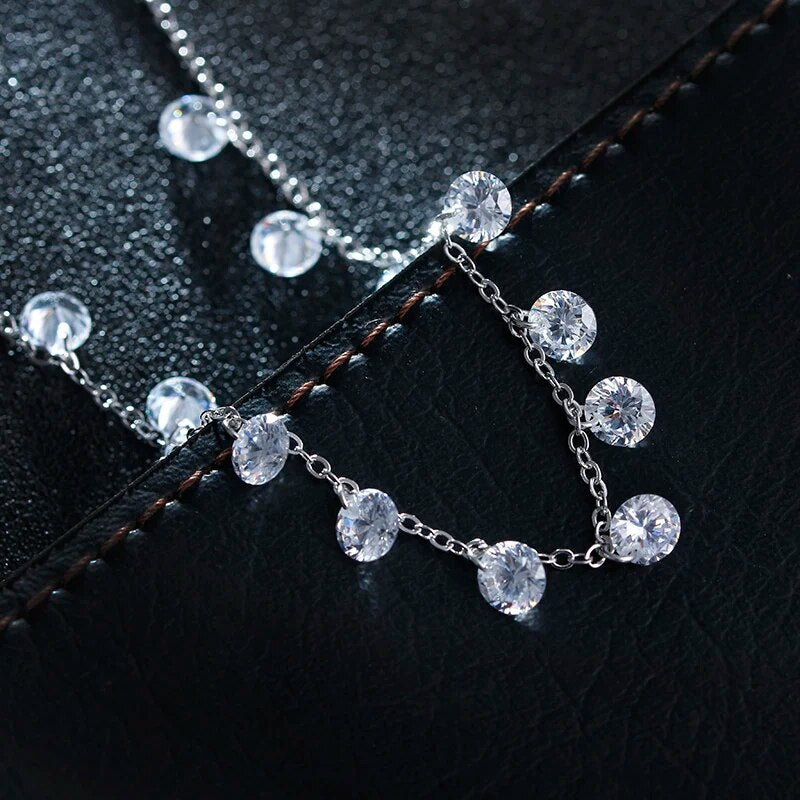 Fashion Shiny Zircon Star Women Platinum Plated Short Chain Ladies Necklace Jewelry Wedding Gift Promotion