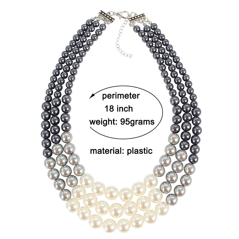 UDDEIN Ethnic statement necklace for women Multi layer simulated pearl jewelry bib beads maxi necklace African bead jewelry