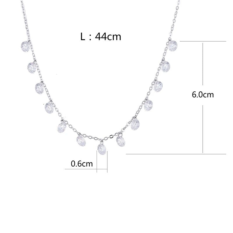 Fashion Shiny Zircon Star Women Platinum Plated Short Chain Ladies Necklace Jewelry Wedding Gift Promotion