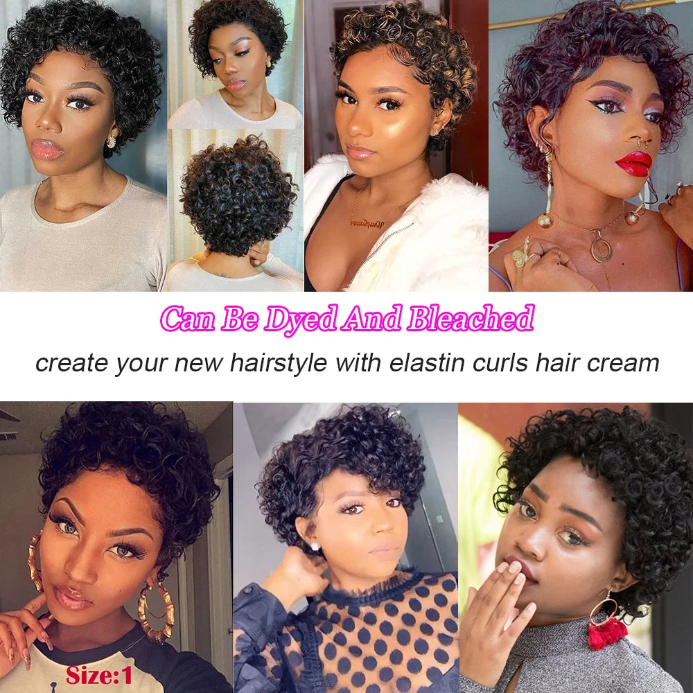 Pixie Cut Wig Human Hair Short Curly Human Hair Wigs For Black Women Cheap Human Hair Wig Full Machine Glueless Afro Curly Wig