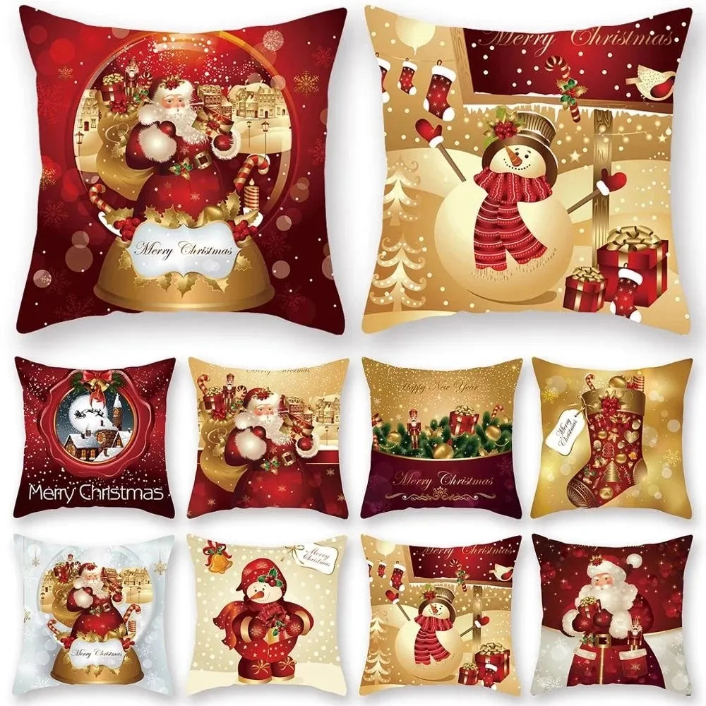 45cm Christmas Cushion Cover Merry Christmas Decor For Home 2023 Christmas Ornaments Navidad Noel Xmas Gifts Happy New Year 2024