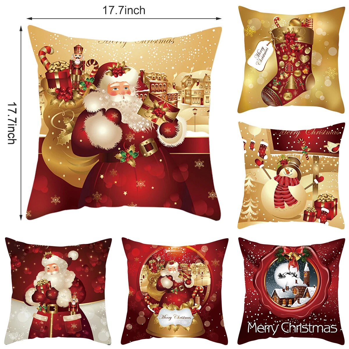 45cm Christmas Cushion Cover Merry Christmas Decor For Home 2023 Christmas Ornaments Navidad Noel Xmas Gifts Happy New Year 2024