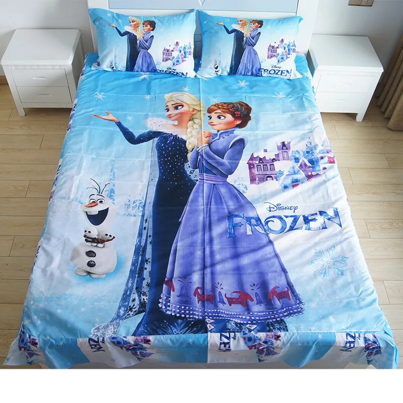 Disney 3D Printed Bedding Set Frozen Elsa Anna Rapunzel Princess Girls  Single Bedlinen Duvet Cover Pillowcases for 0.9m-1.2m