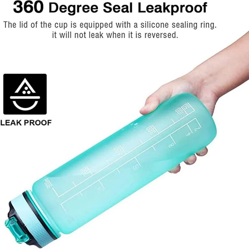 32OZ Portable Water Bottle Motivational Sports Water bottle with Time Marker Leak-proof Cup for Outdoor Sport Fitness BPA Free