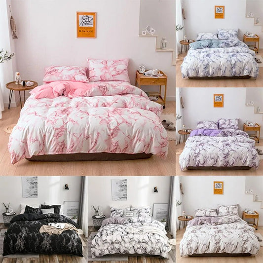 Quilt Duvet Cover Set Queen Size King Twin Marbling Bedding Sets Pillowcase for Single Double Bed Linen Bedroom Comforter Case