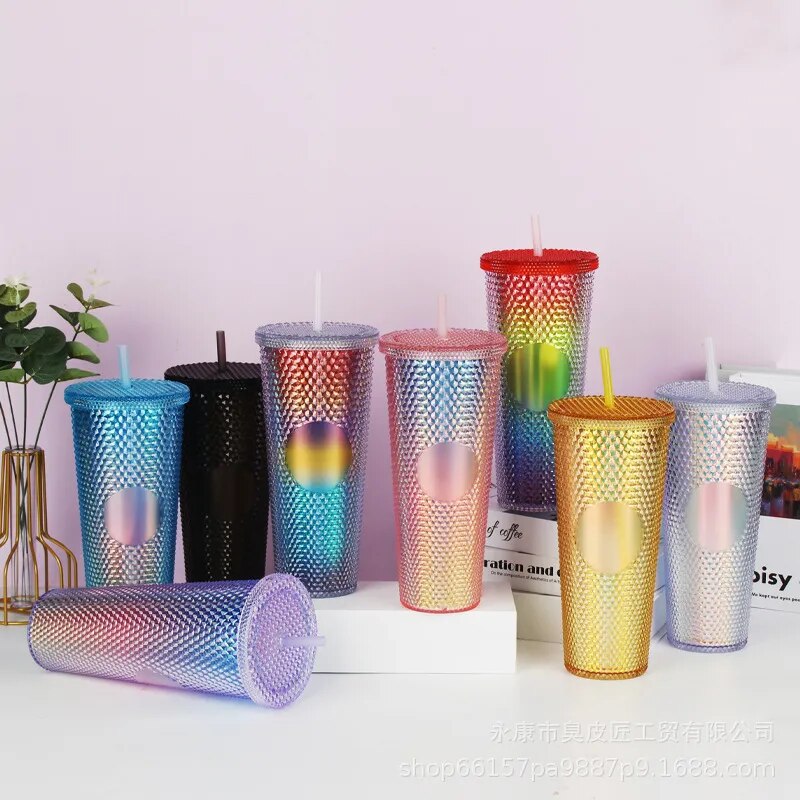 710ml Durian Cup Coffee Cup with Lid and Straw Summer Cold Water Mug Tumbler Cup with Straw Radiant Goddess Cups