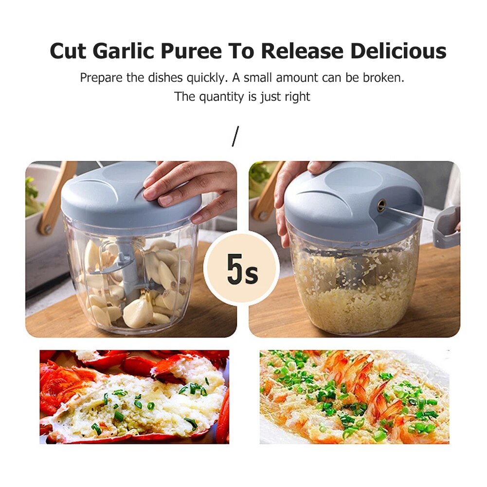 500/900ml Rotate Garlic Press Crusher Vegetable Onion Cutter Manual Meat Grinder Mincer Garlic Chopper Shredder Kitchen Gadgets