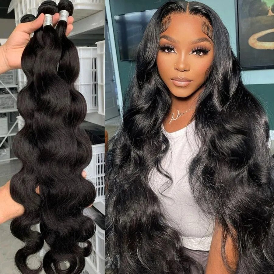 CRANBERRY Hair Body Wave Human Hair Bundles With Closure 4 pcs/lot Brazilian  Hair Weave Bundles With 5x5 Lace Closure Free Part