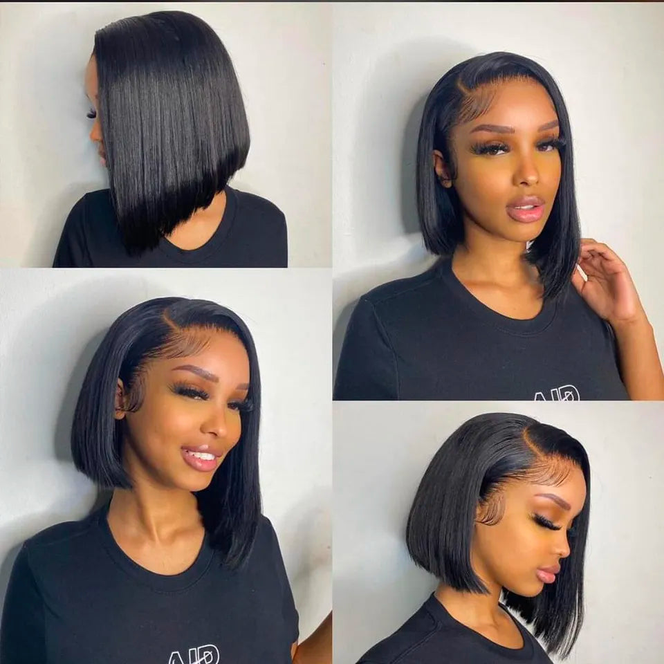 13x4 Short Bob Lace Brazilian Straight Wig 4x4 Lace Bob Lace Human Hair Wigs for Black Women Pre Plucked Remy Lace Front Wigs