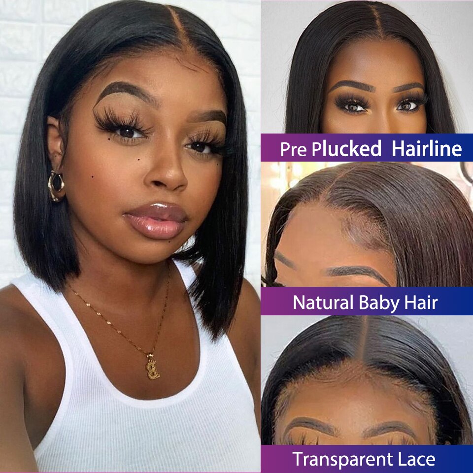 4x4 Bone Straight Lace Closure Wigs BOB Human Hair Wig for Women Lace Front Wigs Brazilian Remy Hair Perruque Cheveux Humains