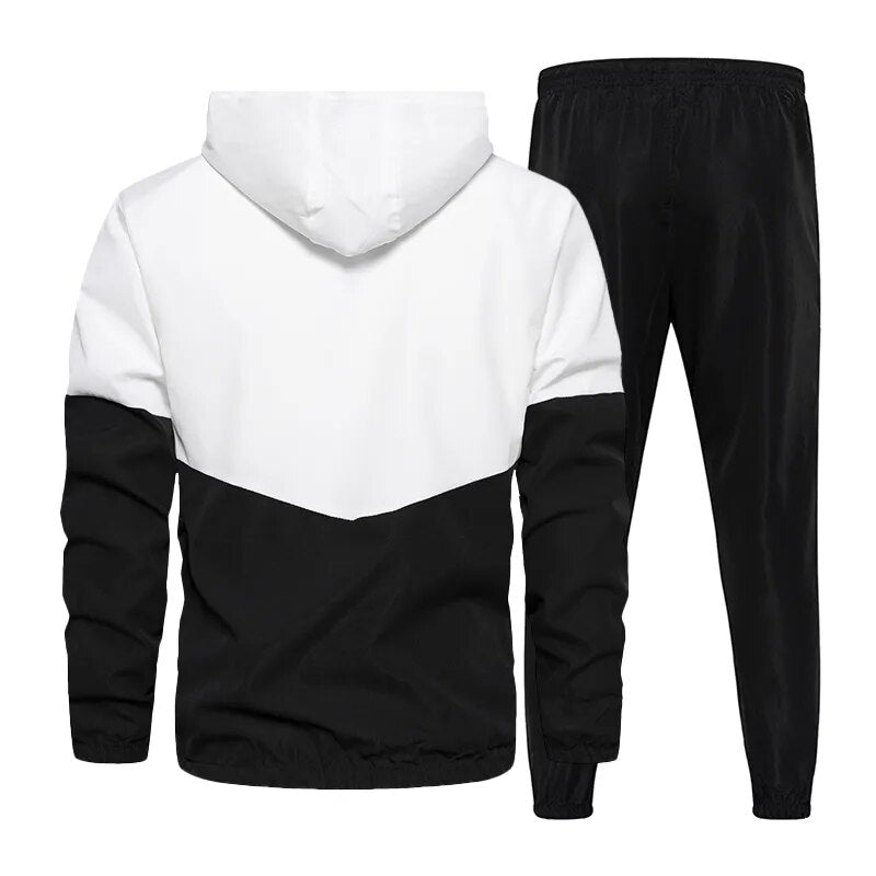 Brand Men Tracksuit Casual Set Autumn Male Joggers Hooded Sportswear Jackets+Pants 2 Piece Sets Hip Hop Running Sports Suit