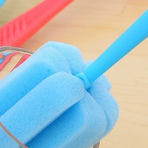 2 Pcs Kitchen Cleaning Tool Sponge Brush for Wineglass Bottle Coffe Tea Glass Cup Color Random Cleaning Products