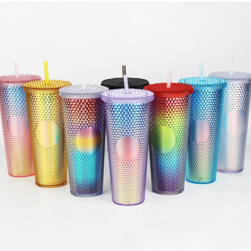 710ml Durian Cup Coffee Cup with Lid and Straw Summer Cold Water Mug Tumbler Cup with Straw Radiant Goddess Cups