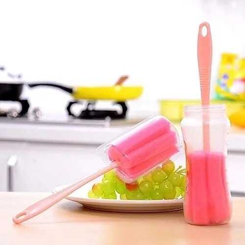 2 Pcs Kitchen Cleaning Tool Sponge Brush for Wineglass Bottle Coffe Tea Glass Cup Color Random Cleaning Products