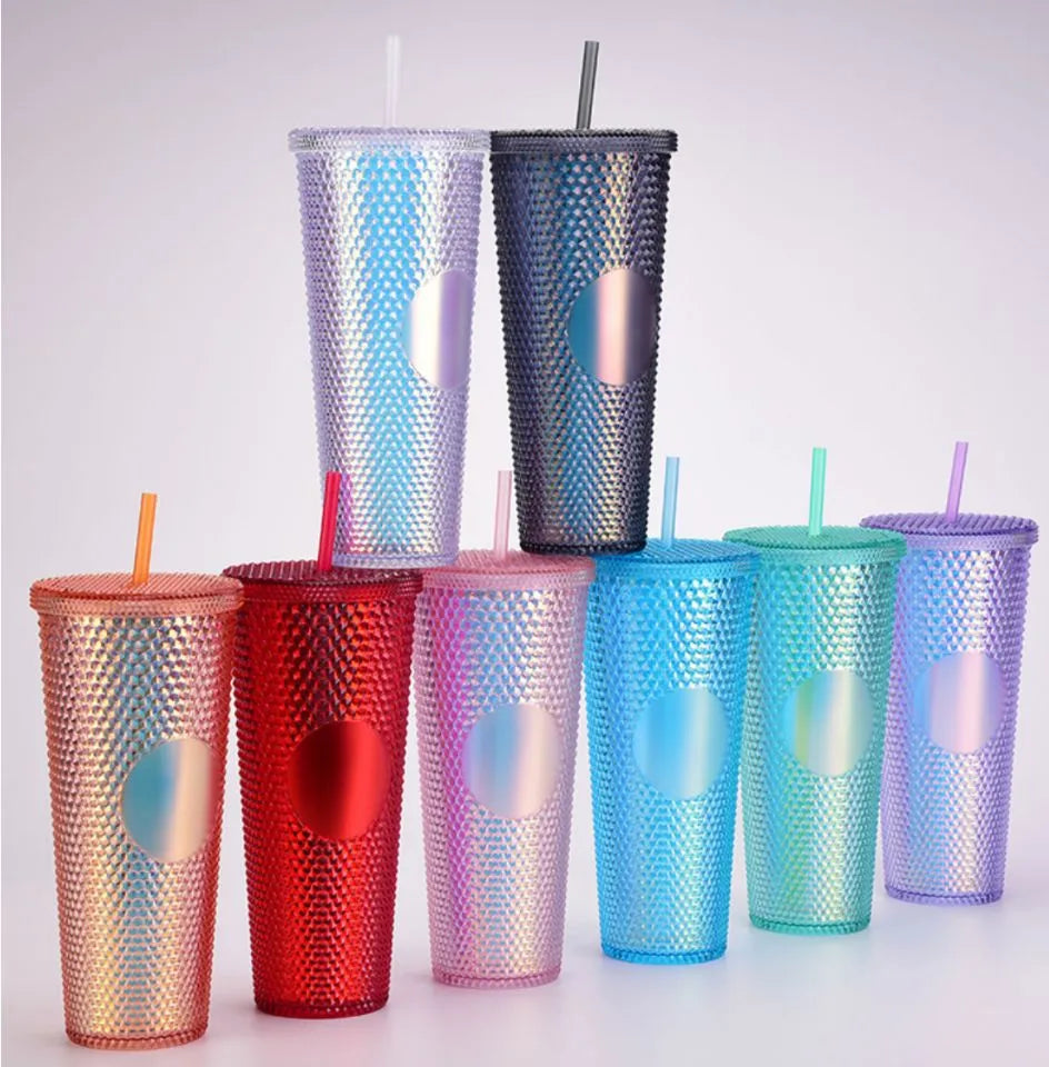 Durian Cup 710ml Coffee Cup With Lid and Straw Summer Cold Water Mug Tumbler Cup With Straw Diamond Radiant Goddess Cups