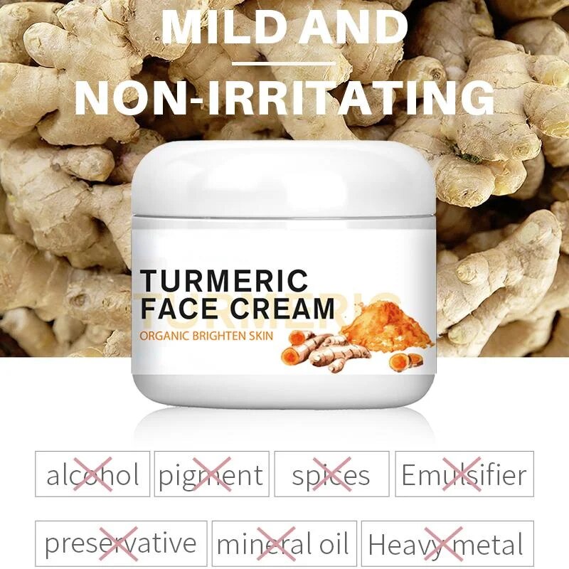 Turmeric Face Whitening Cream for Dark Skin Remove Acne Lighten Dark Spots Moisturizing Brightening Cream for Face Skin Care