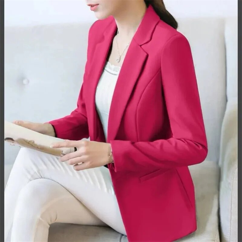 Blazers Women Korean Spring Autumn Slim Business Blazer Ladies Coats Office Blazer Casual Coat Yellow Black Long Sleeve Suits