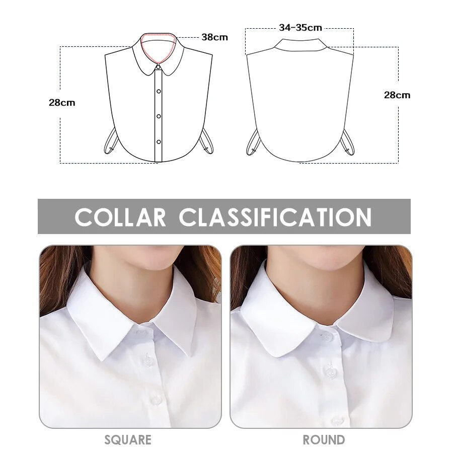 Women Cotton Lace Fake Collar Blouse Vintage Detachable Shirt Collar False Collar Lapel Blouse Top Women Clothes Accessorie