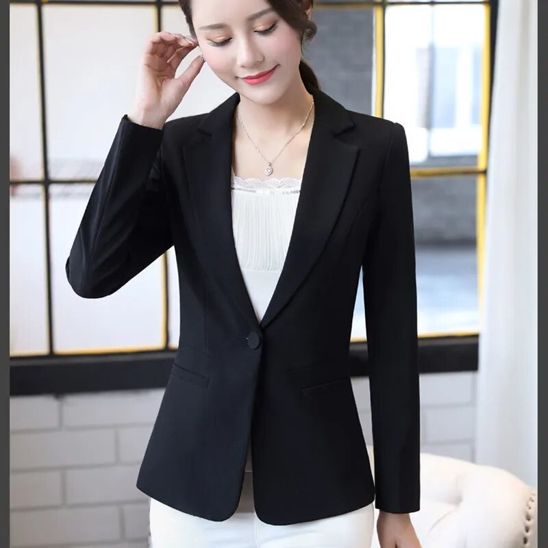 Blazers Women Korean Spring Autumn Slim Business Blazer Ladies Coats Office Blazer Casual Coat Yellow Black Long Sleeve Suits