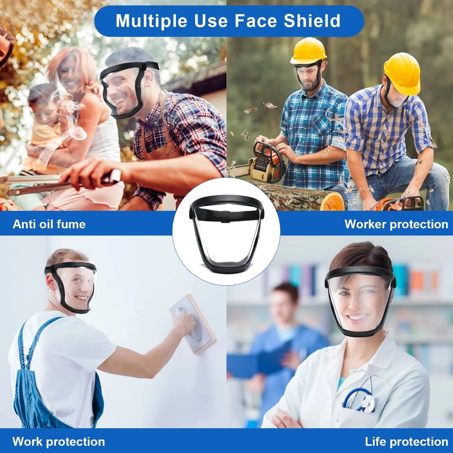 Kitchen Transparent Full Face Shield Home Oil-splash Proof Anti-fog Head Cover Safety Glasses Unisex Eye Protection Face Mask