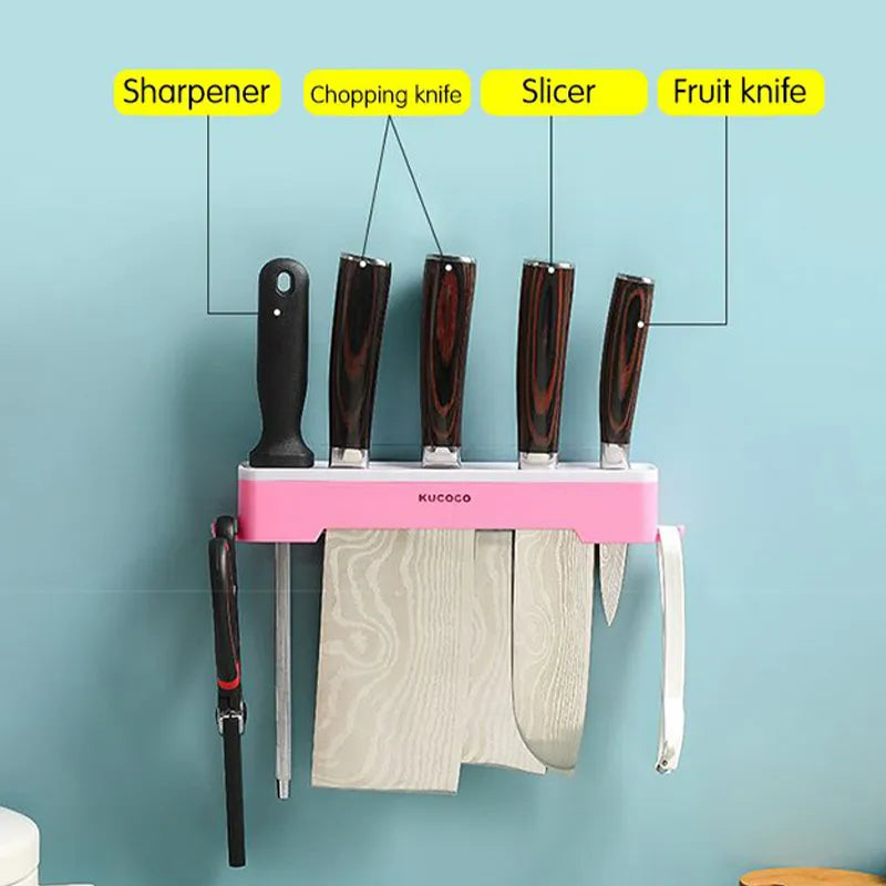 Kitchen Knife Holder Wall Mounted Multifunctional Knife Holder Home Cutlery Wall Mounted Storage Rack Kitchen Cutlery Organizer